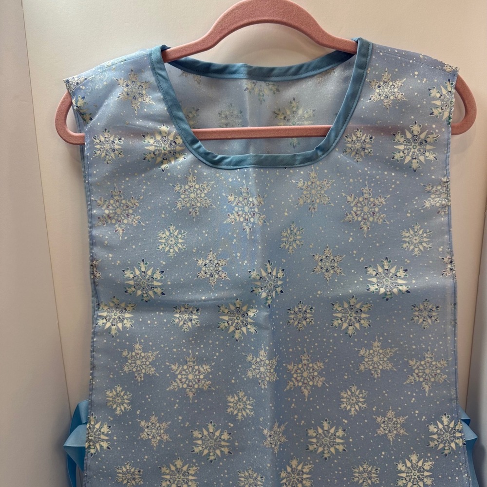 Handmade Bl Snowflake Glitter Tabard Apron Winter Christmas Side Tie Smock NWOT‎ - Picture 2 of 9